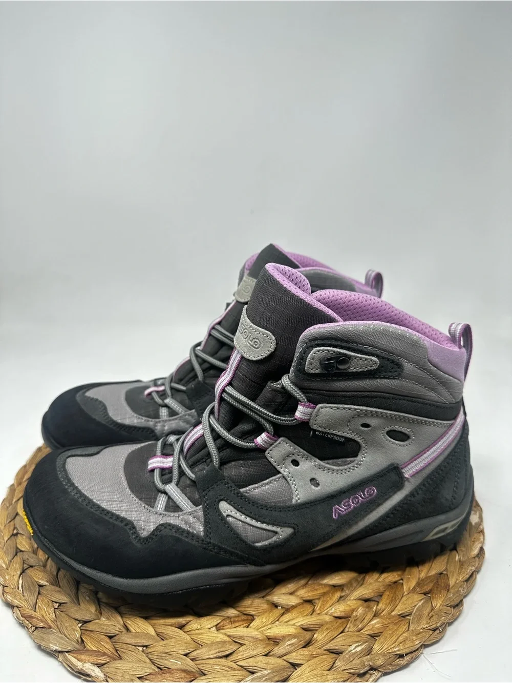 Asolo Athena Hiking Vibram Waterproof Boots Mid Gray Pink Size 11 Women's